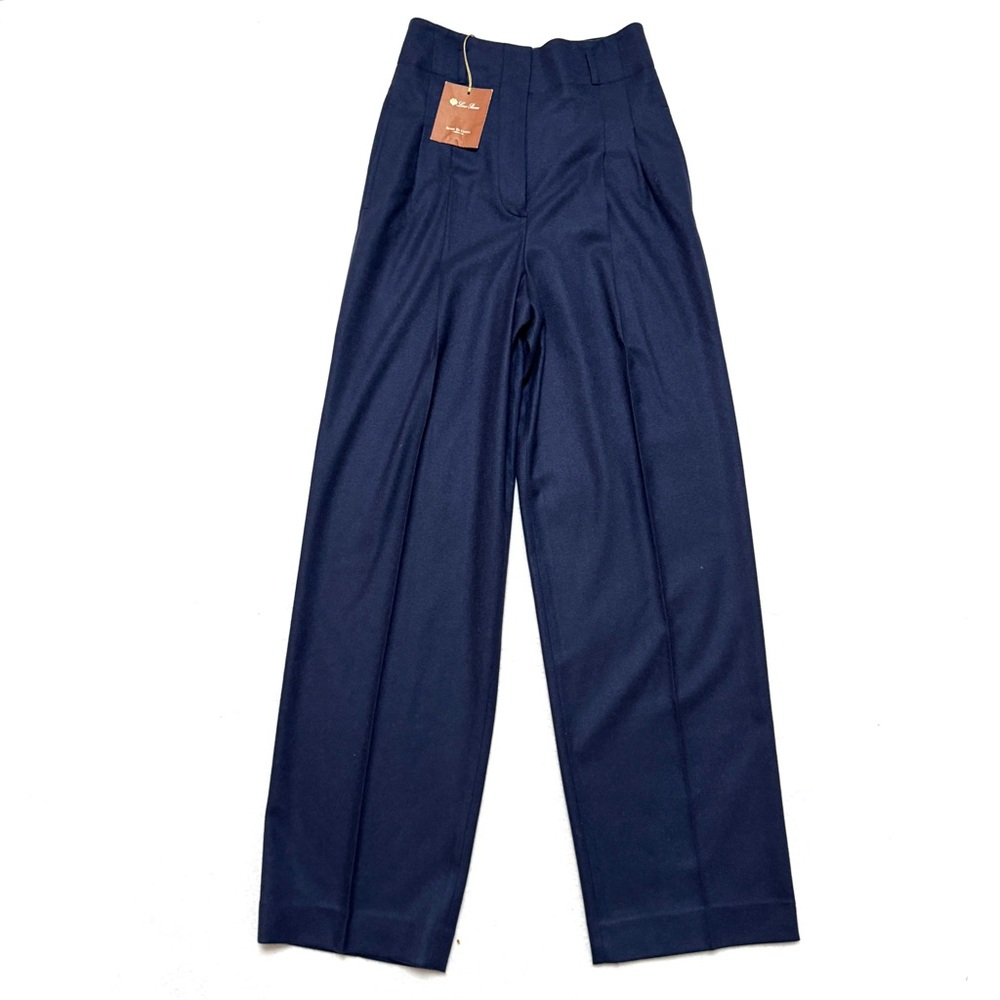 Loro Piana IT38 US 2 High Waist Cashmere Silk Pleated Pant Trouser Flannel Wide